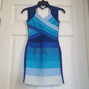 Bandage dress multi color blue (sz 2)